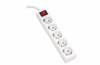 OMEGA Prodlužovací zásuvková lišta s 5 zásuvkami WITH BASIC SURGE PROTECTION 5,0M 16A 5 SOCKET TYPE F SCHUKO GERMAN WHIT