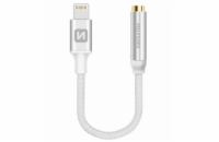 Swissten audio adaptér textile lightning /jack(samice) 0,15 m stříbrný