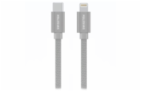 Swissten datový kabeltextile usb-c / lightning 2,0 m stříbrný