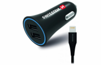 Swissten cl adaptér 2,4a power 2x usb + kabel lightning