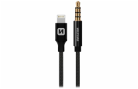 Swissten audio adaptértextile lightning (samec)/3,5 mm jack(samec) 1,5 m černý