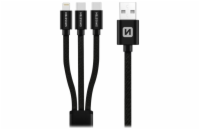 Swissten datový kabel textile 3in1 1,2 m černý (lightning, 2x usb-c)