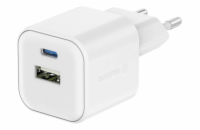 Swissten síťový adaptér gan 1x usb-c 20w pd a 1x usb-a 18w qc bílý