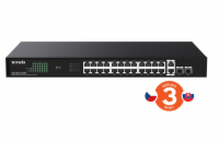 Tenda TEG1128P-24-250W PoE+ Gigabit switch 24x 1Gb/s PoE+ 802.3af/at + 2x SFP + 2x RJ45, 230W, Rack
