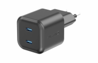 Swissten síťový adaptér gan 2x usb-c 20w power delivery černý