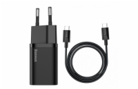 Baseus rychlonabíječka do sítě Super Si USB-C PD QC 25W (s kabelem USB-C na USB-C) černá