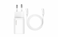 Baseus rychlonabíječka do sítě Super Si USB-C PD QC 25W (s kabelem USB-C na USB-C) bílá