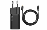 Baseus rychlonabíječka do sítě Super Si USB-C PD QC 20W černá s kabelem USB-C/Lightning 1m