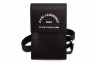 Karl Lagerfeld Saffiano Rue Saint Guillaume Wallet Phone Bag Black Křížové pouzdro na telefon Karl Lagerfeld. Vyrobeno z na dotek příjemné ekologické kůže Saffiano