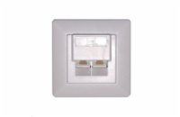 Zásuvka UTP 2x RJ45 Cat6, duální svorkovnice, pod omítku