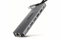 AXAGON HMC-7HX2, USB 5Gbps hub, 2x USB-A, USB-C, 2x HDMI 4k/60Hz, RJ-45 GLAN, PD 100W, kabel 15cm