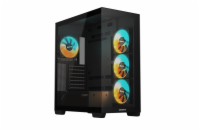 GIGABYTE case GB-C500P ST, Mid tower, 1xUSB-C 3.2, 2xUSB 3.0, 4x 120mm ARGB Fan, černá