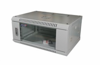 LEXI-Net 19" nástěnný rozvaděč 4U 600x450, nosnost 60 kg, skleněné dveře, rozložený, šedý