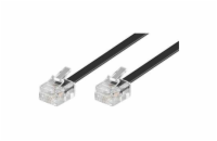 PremiumCord Kabel telefonní rovný 6P4C plug - 6P4C plug 15m - černý