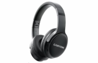 CANYON bezdrátová sluchátka OnRiff 4, BT 5.3, USB-C, baterie 500 mAh, mic., 40mm měniče, černé 