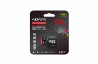 ADATA MicroSDXC karta 64GB High Endurance UHS-I C10 V30 A2 (R:100/W:80 MB/s) + SD adaptér