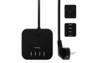 Nabíjecí stanice Huslog 12W 3xzásuvka, 4xUSB černá