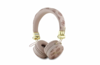 Guess headphones  Bluetooth ENC brown Peony Script Round Shape Guess Bluetooth sluchátka ENC v hnědé barvě, Peony Script Round Shape, nabízejí moderní design s motivem pivoňky a technologii ENC pro p