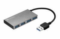 Sandberg USB 3.0 Pocket Hub 4 porty, kompaktní USB rozbočovač s 4× USB-A porty, stříbrná