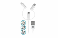 Datový kabel Forever 3v1 micro USB+Lightning+USB-C 1m 1,5A bílý