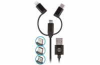 Datový kabel Forever 3v1 USB/microUSB, Lightning, USB-C 1m 1,5A černý