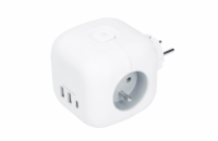 Solight rozbočka kostka, 3x 16A + USB A+C, bílá, vypínač - P110C