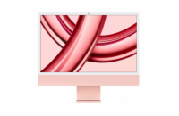 Apple iMac 24" (M3, 2023) Pink 23,5 palců, 8 GB, Apple M3, 256 GB NVMe SSD, macOS, 4480 x 2520 px, Apple M3, Bluetooth, WIFI, Webkamera