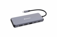 VERBATIM Hub USB-C Pro Multiport 14 Port, 5x USB-A, 2x USB-C, 2x HDMI, 1xVGA, RJ45, 3.5mm Jack audio, microSD/SD, šedá