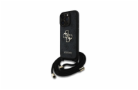 Guess PU 4G Metal Logo Zadní Kryt pro iPhone 15 Pro Černá + Crossbody Popruh Zadní kryt z umělé kůže s metalickým logem 4G v černé barvě, poskytuje ochranu proti oděrkám a lehkým nárazům vhodný pro i