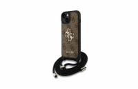 Guess PU 4G Metal Logo Zadní Kryt pro iPhone 15 Hnědá + Crossbody Popruh Zadní kryt z umělé kůže s metalickým logem 4G v hnědé barvě, poskytuje ochranu proti oděrkám a lehkým nárazům vhodný pro iPhon