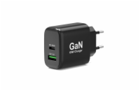 PORT CONNECT GaN síťová nabíječka pro 1xUSB-C PD a 1xUSB-A QC, 65W, černá