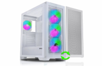 Evolveo Ptero Q2W+ PTEROQ2W+ EVOLVEO Ptero Q2W+, 2x čelní panel - sklo /mřížka, case ATX, bílá, 4x ARGB Ventilátor