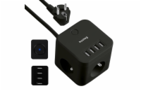 Nabíjecí stanice Huslog 12W 3xzásuvka, 4xUSB černá