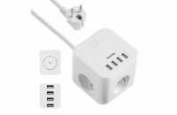 Nabíjecí stanice Huslog 12W 3xzásuvka , 4xUSB bílá