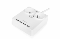 Nabíjecí stanice Huslog 12W 2xzásuvka, 4xUSB bílá