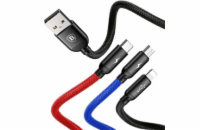 Datový kabel Baseus 3v1 USB/microUSB, Lightning, USB-C 1,2m 3,5A černý