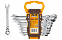 Ingco HKSPAR1083 Klíč očkoplochý račnový CrMo 8-19mm 8ks, CrV