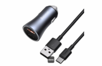 Nabíječka do auta Baseus Golden Contactor Pro s kabelem USB-C 1m 40W 1x USB, 1x USB-C šedá