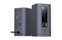Dokovací stanice 11v1 Baseus Spacemate 100W 2xUSB-C, 4xUSB, 3xHDMI, 1xRJ45, 3,5mm jack šedá