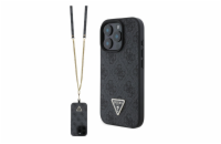 Guess PU 4G Strass Triangle Metal Logo Zadní Kryt + Crossbody Popruh pro iPhone 16 Pro Black Prémiový zadní kryt Guess PU 4G Strass Triangle Metal Logo se vyznačuje elegantním, charakteristickým 4G v