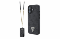 Guess PU 4G Strass Triangle Metal Logo Zadní Kryt + Crossbody Popruh pro iPhone 16 Black Prémiový zadní kryt Guess PU 4G Strass Triangle Metal Logo se vyznačuje elegantním, charakteristickým 4G vzore