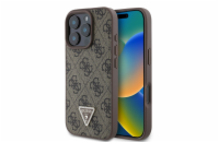 Guess PU 4G Strass Triangle Metal Logo Zadní Kryt pro iPhone 16 Pro Brown Prémiový zadní kryt Guess PU 4G Strass Triangle Metal Logo se vyznačuje elegantním, charakteristickým 4G vzorem, doplněným o 