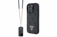 Guess PU 4G Strass Triangle Metal Logo Zadní Kryt + Crossbody Popruh pro iPhone 16 Pro Max Black Prémiový zadní kryt Guess PU 4G Strass Triangle Metal Logo se vyznačuje elegantním, charakteristickým 