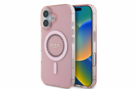 Guess IML Rhinestones Ring MagSafe Zadní Kryt pro iPhone 16 Pink Guess IML Rhinestones Ring MagSafe zadní kryt na telefon je skvělým doplňkem pro všechny milovníky stylu a praktičnosti. Tento kryt je