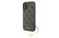 Guess 4G Charm Zadní Kryt pro iPhone 16 Tone on Tone Brown Prémiový zadní kryt Guess 4G Charm se vyznačuje elegantním, charakteristickým 4G vzorem, doplněným o zlaté logo GUESS. Kryt je vyrobený z le