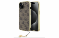 Guess 4G Charm Zadní Kryt pro iPhone 15 Brown Prémiový zadní kryt Guess 4G Charm se vyznačuje elegantním, charakteristickým 4G vzorem, doplněným o zlaté logo GUESS. Kryt je vyrobený z lehkého a odoln