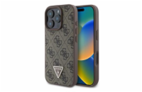 Guess PU 4G Strass Triangle Metal Logo Zadní Kryt pro iPhone 16 Pro Brown Prémiový zadní kryt Guess PU 4G Strass Triangle Metal Logo se vyznačuje elegantním, charakteristickým 4G vzorem, doplněným o 