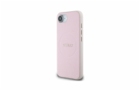Guess PU Classic Logo MagSafe Zadní Kryt pro iPhone 16e Růžová Luxusní růžový zadní kryt s klasickým logem Guess a technologií MagSafe, poskytující bezpečné připevnění a ochranu pro iPhone 16e.