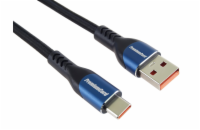 PremiumCord Super fast charging 5A kabel USB-C - USB 2.0 A  bavlněný oplet 1m