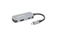 MANHATTAN Dokovací stanice USB-C na HDMI, USB-C PD 100W, USB-A, šedá